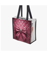 Royal Rose Clear Tote / Mauve Bow Elegance / Rectangular PVC Tote Bag - $656.79 MXN