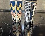 Starbucks Ceramic 12 oz Tumblers colorful wavy &amp; navy blue houndstooth S... - £15.81 GBP