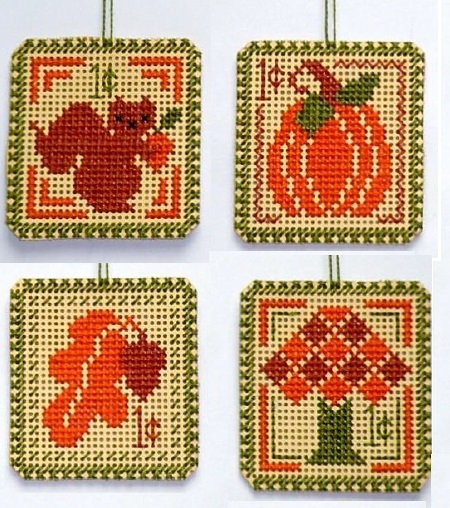 Autumn 1 cent Holiday Stamps cross stitch chart Handblessings - $5.00