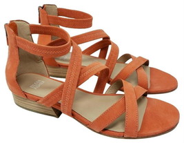 Eileen Fisher Strappy Sandal 7 1/2 Orange 7.5  Leather Stretch $235 Glad... - £116.03 GBP