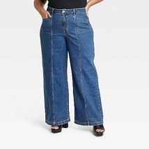 Women&#39;s High-Rise Wide Leg Jeans - Ava &amp; Viv Medium Wash 18 - £23.46 GBP