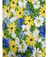 Fabric 100% Cotton 4 Yards x 44” W Cranston VIP Spring Daisies Blue Gree... - £51.42 GBP