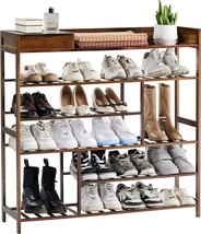 Apicizon Shoe Rack Shoe Organizer For Entryway, 6-Tier Bamboo Shoe, Brown - £79.92 GBP