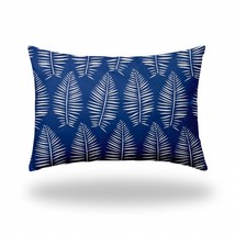 14&quot; X 20&quot; Blue And White Zippered Tropical Lumbar Indoor Outdoor Pillow Cover - £48.20 GBP