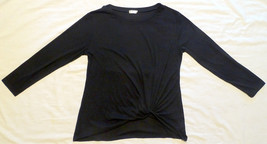 Ours Black Soft Comfy Stretch Front Tie Long Sleeve T-SHIRT Top Sweatshirt Xl - £3.94 GBP