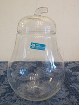 Vintage Anchor Hocking Contemporary Crystal Pear Cookie Apothecary Jar 9&quot; - £29.93 GBP