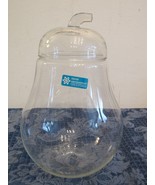 Vintage Anchor Hocking Contemporary Crystal Pear Cookie Apothecary Jar 9&quot; - $53.10 CAD