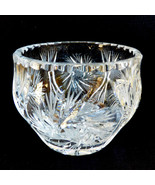 VTG cut Crystal round bowl vase 4.25&quot; pinwheel design - £35.62 GBP