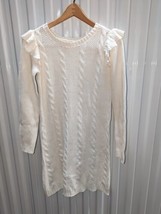 Carters Cable Knit Sweater Dress White Girls Size 14 Kids Fisherman Ruffles Gift - £23.26 GBP