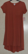 NWT WOMENS LuLaRoe &quot;Carly&quot; AUTUMN ORANGE STRIPE KNIT POCKET SWING DRESS ... - £25.74 GBP