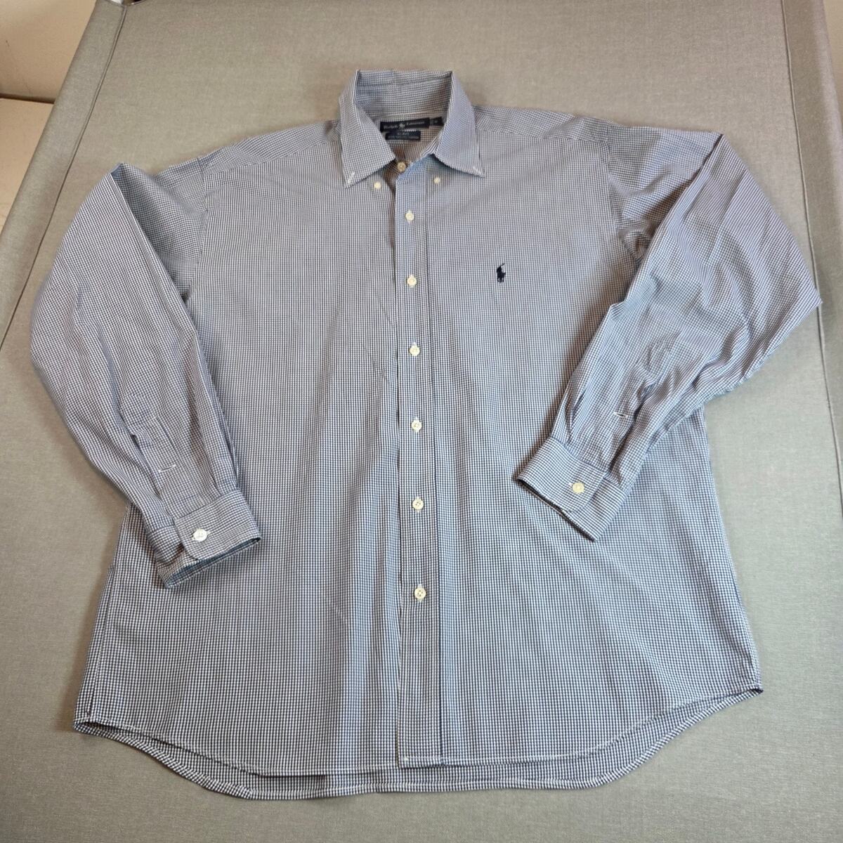 Ralph Lauren Blake Blue Check Button Down Shirt Men’s Size M Two-Ply Cotton - $32.99