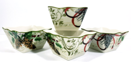 222 Fifth Holiday Wishes Square Bowls Set of 4 Dessert Appetizer Snack NWT - £20.25 GBP