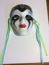 4in Mardi Gras Hand Painted Ceramic Mask masquerade  New Orleans, Gorgeous  - £14.47 GBP