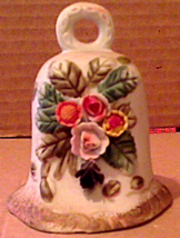 Vintage Hand Made Porcelain 3 3/8&quot; Bell With Floral Decoration - £11.81 GBP