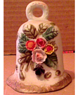 Vintage Hand Made Porcelain 3 3/8&quot; Bell With Floral Decoration - $15.00