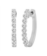 9ct White Gold Diamond Pair of Hoop Earrings 0.51ct 0.5mm wide - $17,682.12 MXN