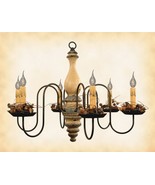&quot;Anderson&quot; WOOD CHANDELIER - BUTTERMILK 6 Candle Country Light Handmade ... - £393.29 GBP