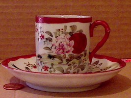 Vintage Chinese Porcelain Hand Painted Teacup And Saucer Set - £15.99 GBP