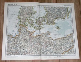 1926 Original Vintage Map Of Denmark Sweden / Northern Germany Poland - £14.62 GBP