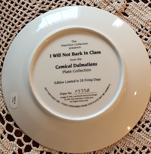 Hamilton Collection ~ Comical Dalmatians Plate 0333B ~ I Will Not Bark In Class Item image 2