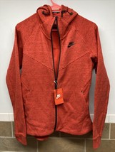 Nike Sportswear Tech Fleece Hoodie Red Windrunner Full Zip 683794 Women’s L - £79.63 GBP