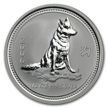 2006 Australia 50 Cents Series 1 Lunar Year of the Dog 1/2 oz Silver BU Coin - £42.72 GBP