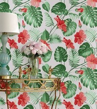 Jzhome H12242 Peel And Stick Wallpaper Tropical Banana Palm Floral Leaves 17.7&quot;X - £31.33 GBP
