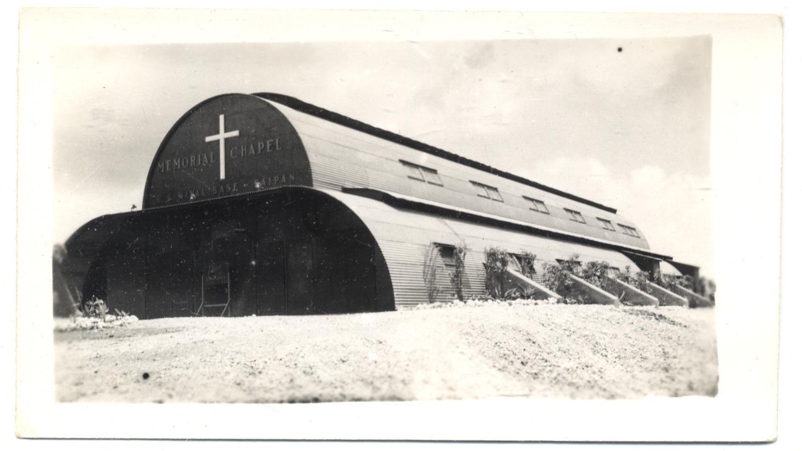 US Navy WWII Saipan 1944 Memorial Chapel Exterior Vintage In-Country Pho... - $10.00