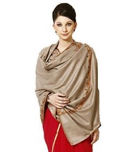 Wool Blend Woven Kashmiri Shawls brown grey Stoles indian Wool Blend - $44.36