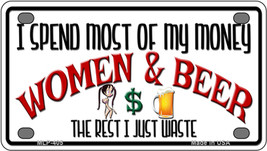Money On Women And Beer Novelty Mini Metal License Plate Tag - £11.94 GBP