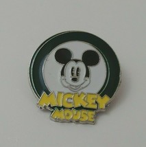 Disney Mickey Head in A Round Pin With His Name On It &amp; A Green Boarder ... - $4.37