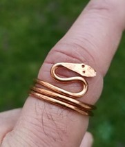 Sadhguru copper smooth snake adjustable ring evil eye protection hindu lucky K - £5.79 GBP