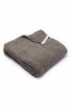 Barefoot Dreams CozyChic Rib Trim Throw 45&quot;x60&quot; Charcoal with White Trim New - £50.26 GBP