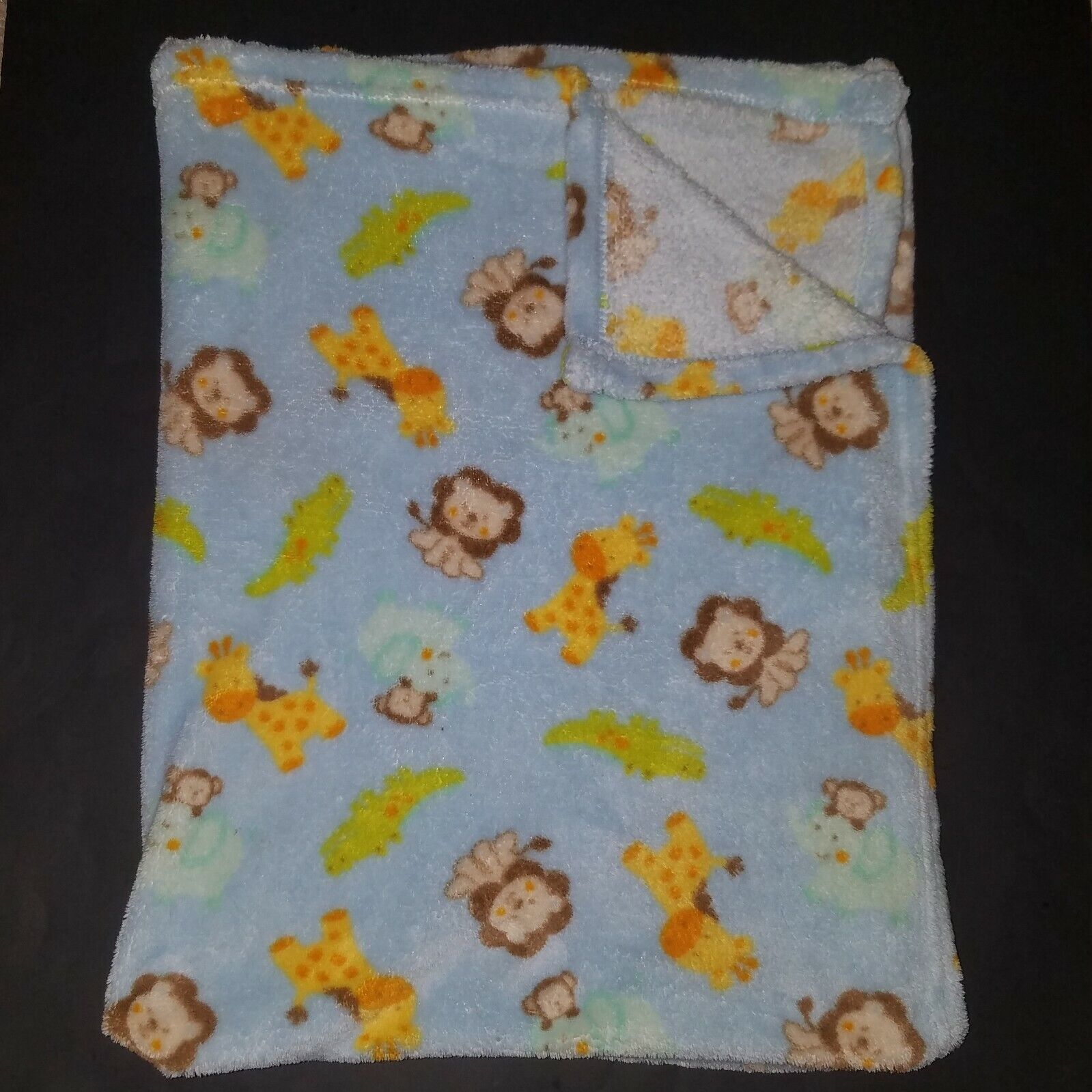 Primary image for Baby Starters Blue Baby Blanket Fleece Lovey Lion Giraffe Alligator Monkey 30x40