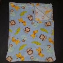 Baby Starters Blue Baby Blanket Fleece Lovey Lion Giraffe Alligator Monkey 30x40 - £23.84 GBP