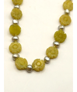 Serpentine stone flower daisy freshwater pearl necklace and earring set - $38.27 CAD