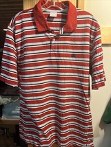 Brooks Brothers Men’s XL Red Striped Short Sleeve 1/4 Button Cotton Polo... - £19.36 GBP
