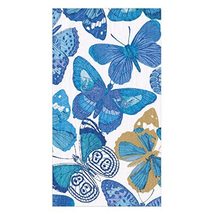 Caspari Butterflies Guest Towel Napkins in Blue - 15 Per Package - 4 Packages - $30.40