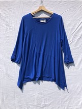Royal Blue Knit Top Shirt Zenergy Chico&#39;s Size 2 Large Rayon - £19.45 GBP