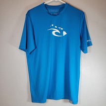 Rip Curl Shirt Mens Medium Hawaii Wave Surf Nylon Spandex Blue Short Sleeve - $11.99