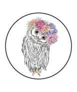 30 FLORAL OWL ENVELOPE SEALS LABELS STICKERS 1.5" ROUND FAVORS OWLS WOODLAND - $7.49