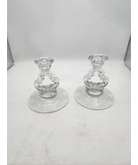Pair of Cambridge Rose Point Etched Keyhole Candle Holder - $969.34 MXN