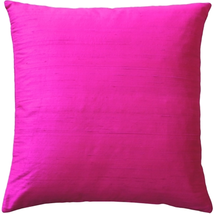 Sankara Fuchsia Pink Silk Throw Pillow 18x18, Complete with Pillow Insert - £37.33 GBP