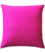 Sankara Fuchsia Pink Silk Throw Pillow 18x18, Complete with Pillow Insert - £37.29 GBP