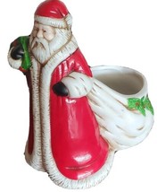 Vintage 1991 Claire Burke Santa Old World Christmas Pot Planter candy dish 8&quot;  - £15.52 GBP