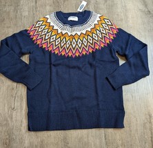 Old Navy NWT Women&#39;s S Blue Geometric Pullover High Neck Sweater BI - £15.57 GBP