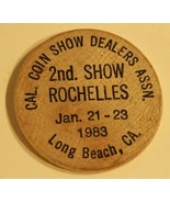 Vintage Rochelles Wooden Nickel Long Beach California 1983 - $4.94