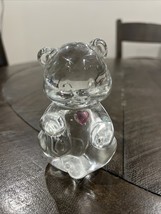Fenton Art Glass Teddy Bear Birthstone October Pink/Rose Heart Birthday - $12.86