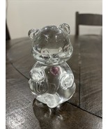 Fenton Art Glass Teddy Bear Birthstone October Pink/Rose Heart Birthday - $17.58 CAD