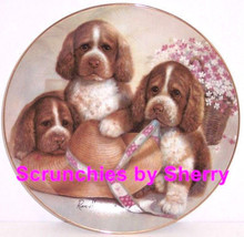 Puppy Pals Dog Plate Bonnet Bows Collectors Danbury Mint Retired - $49.95